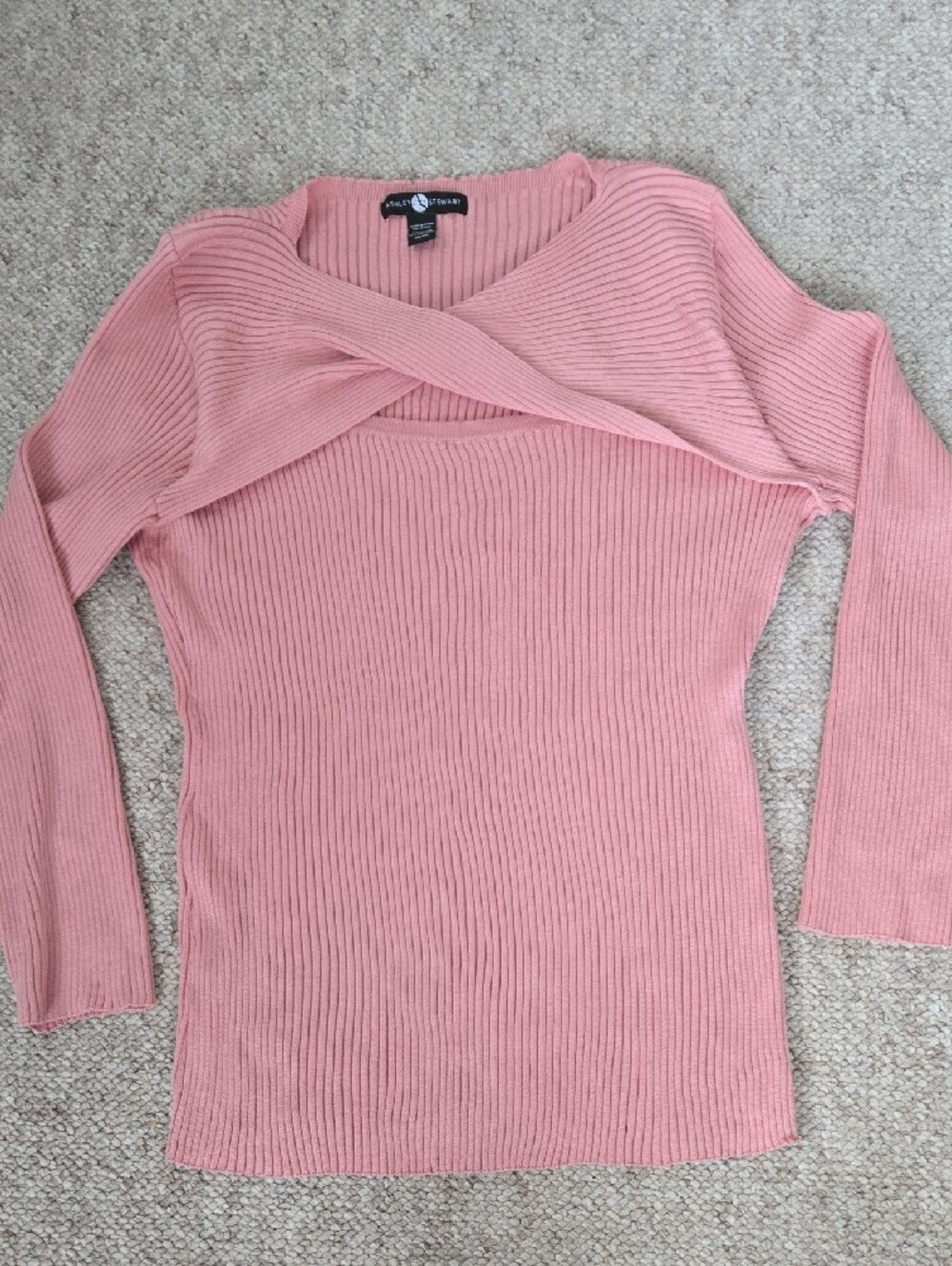 Ashley Stewart Plus Size 26/28 Pink Cutout Ribbed Knit Sweater - Picture 5 of 8